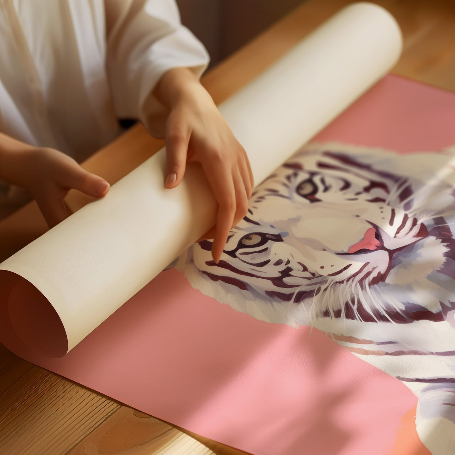 White Tiger on Pink